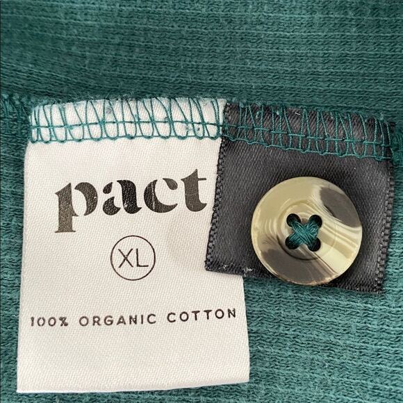 Pact 100% Organic Cotton Turquoise Waffle Knit Henley - Picture 7 of 9